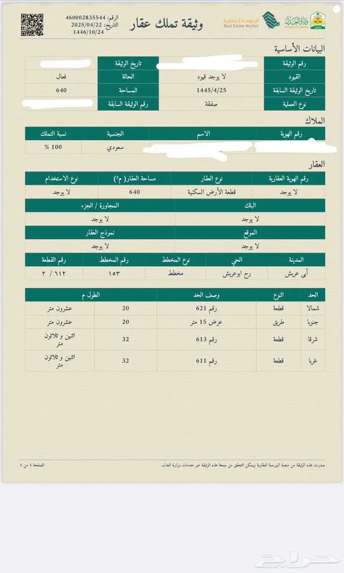 للبيع أرض سكنية مخطط 2 رح أبو عريش قريبة من الممشى الشرقي 1