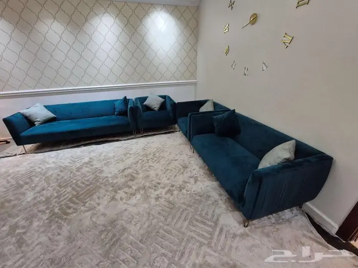 للبيع طقم كنب مستعمل بحاله ممتازة   شمواه اخضر غامق 0