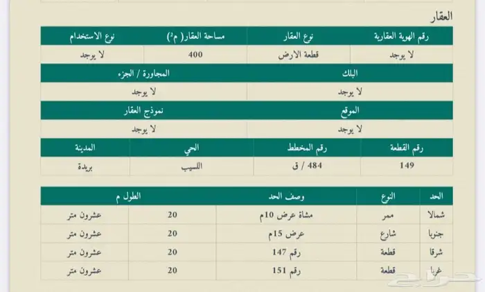 ارض للبيع حي اللسيب 0