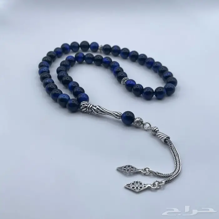 سبحة تايجر ازرق بالفضة 0