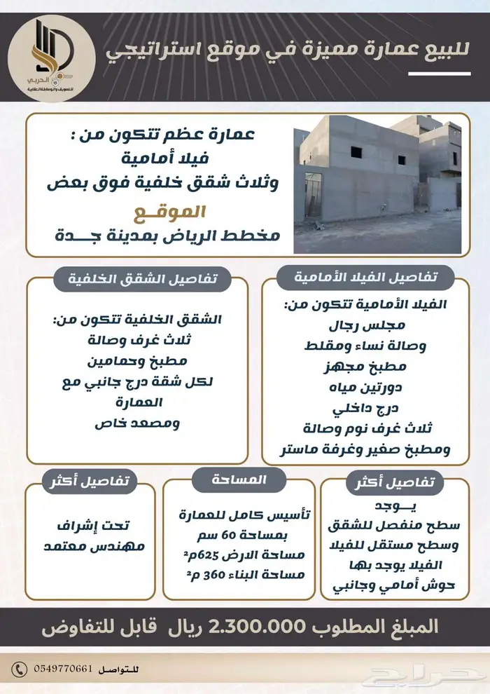 عمارة عظم مميزة   فيلا فاخرة   3 شقق مستقلة بحي الرياض   جدة 0