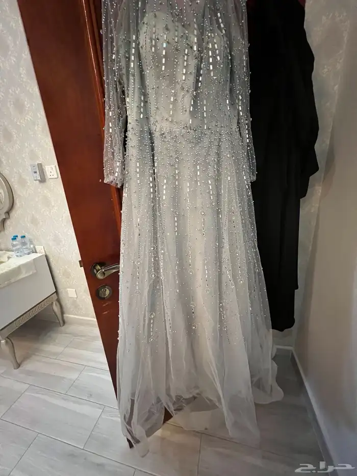 فستان تل مزين بالخرز مقاس L 0