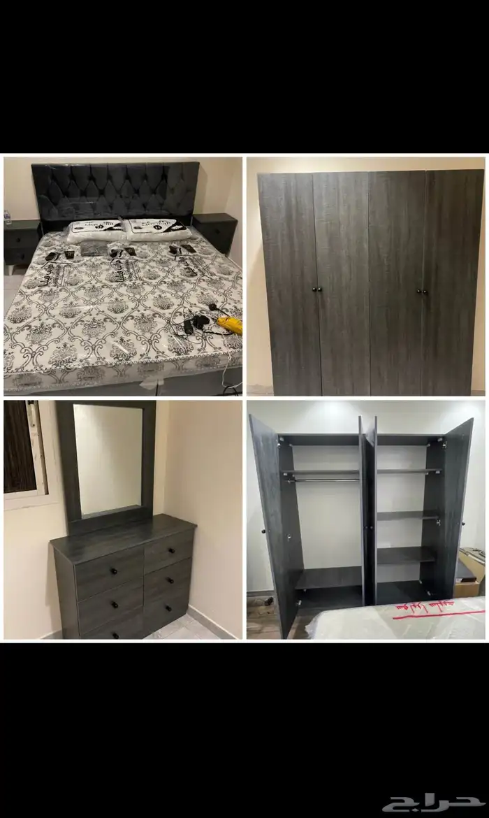 جديد سرير ديكور  غرفة نوم  تسريحة  دولاب موجود 6
