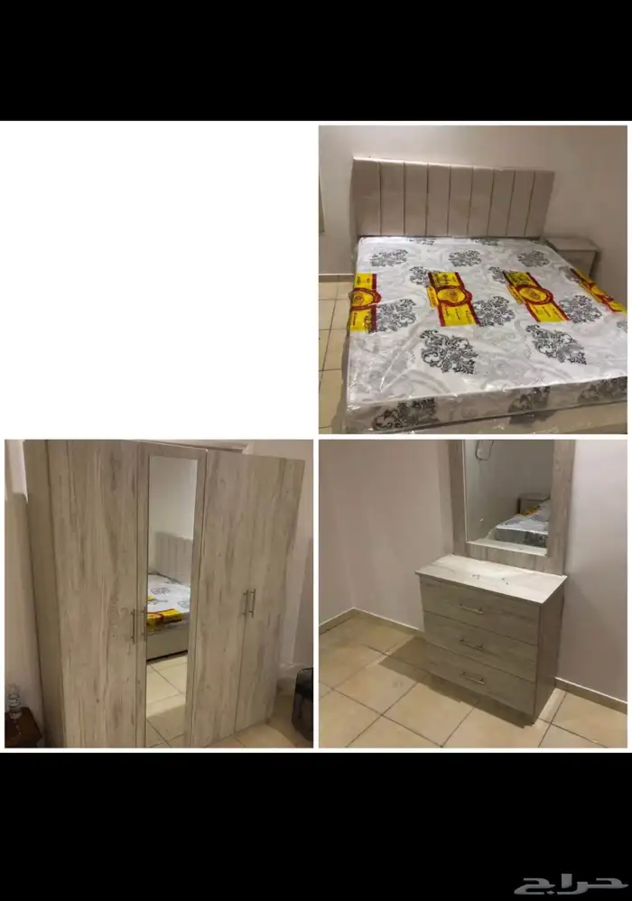 جديد سرير ديكور  غرفة نوم  تسريحة  دولاب موجود 5