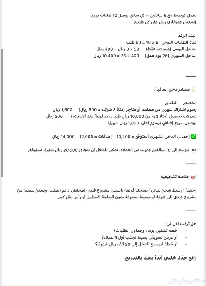 مؤسسةللبيع خدمات لوجستيه وسيط شحن مكتمل التراخيص ومكتب جهاز 12