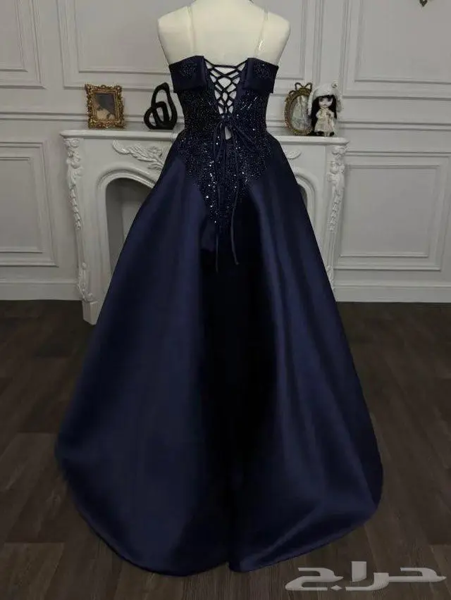 فستان زواج كحلي مطفي سهرة حفلة 2