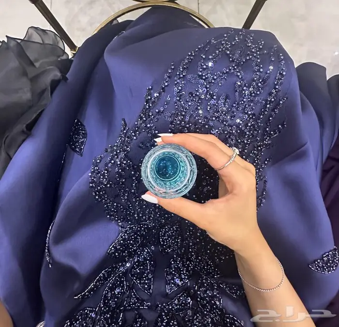 فستان زواج كحلي مطفي سهرة حفلة 3