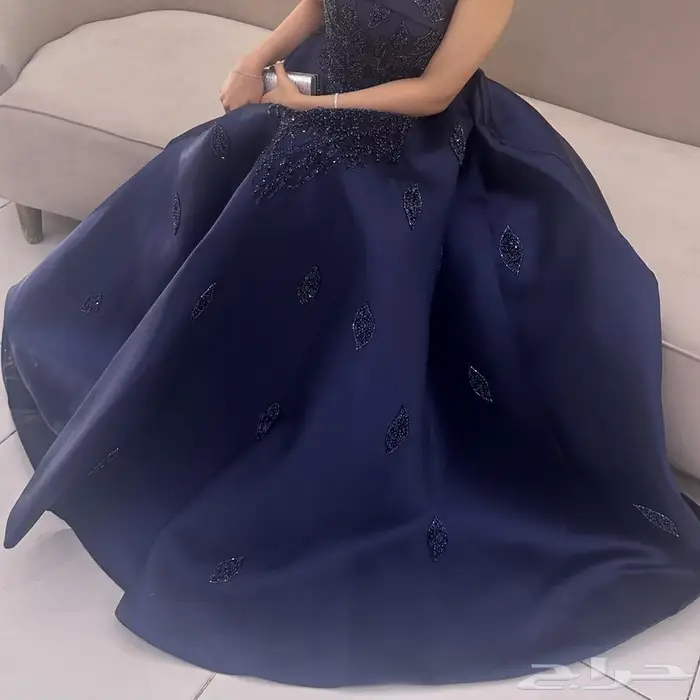فستان زواج كحلي مطفي سهرة حفلة 0