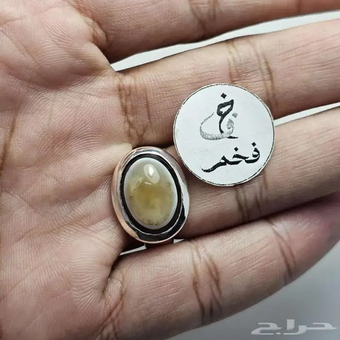 خاتم ملكي فضه فخم حجر عقيق سليماني يماني طبيعي نادر 2