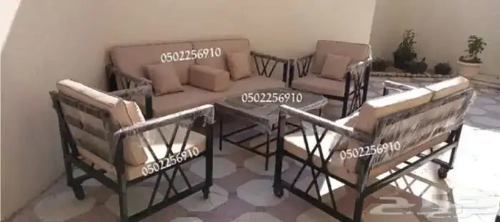 كراسي جلسات خارجية حديد خشب 5