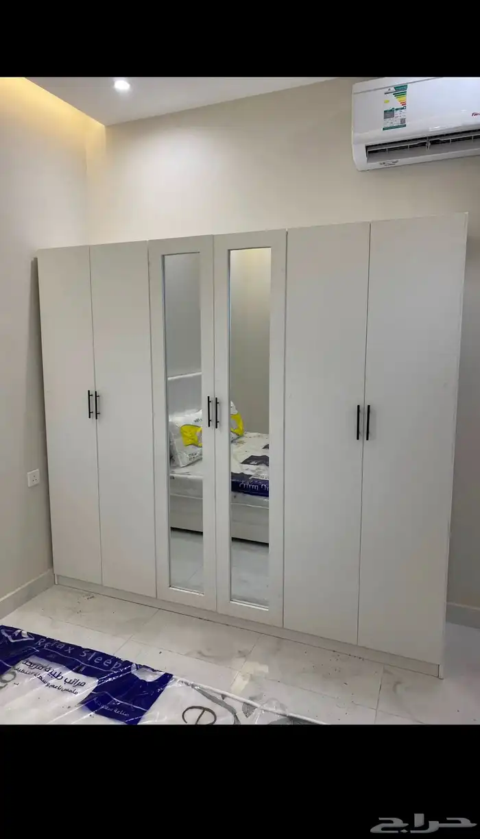 جديدكأمل غرفة نوم  سرير نفرين  مرتبة  دولاب  سرير حديد وخشب 3