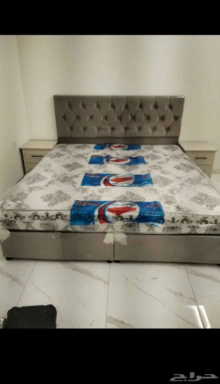 جديدكأمل غرفة نوم  سرير نفرين  مرتبة  دولاب  سرير حديد وخشب 11
