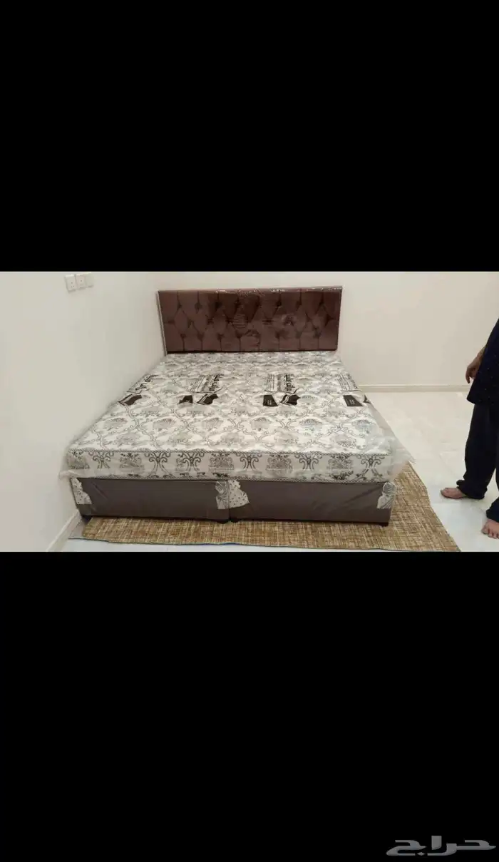 جديدكأمل غرفة نوم  سرير نفرين  مرتبة  دولاب  سرير حديد وخشب 9