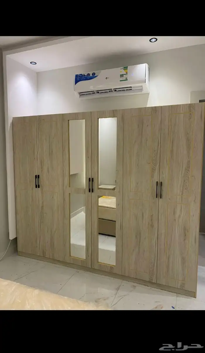 جديدكأمل غرفة نوم  سرير نفرين  مرتبة  دولاب  سرير حديد وخشب 4