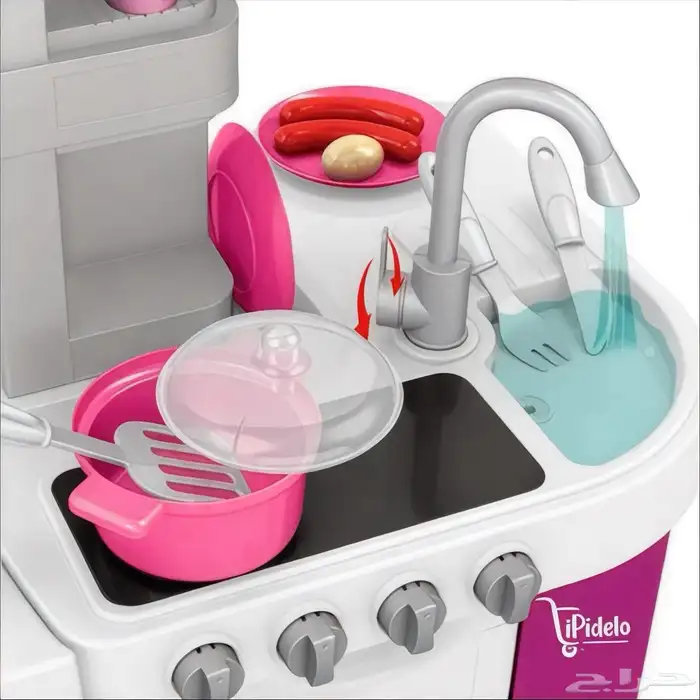 مطبخ اطفال بلاستيكي بالحجم الكبير مع ملحقات - مطبخ للاطفال 4