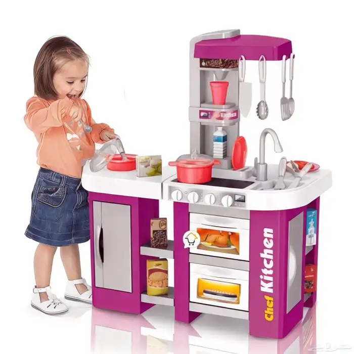 مطبخ اطفال بلاستيكي بالحجم الكبير مع ملحقات - مطبخ للاطفال 11