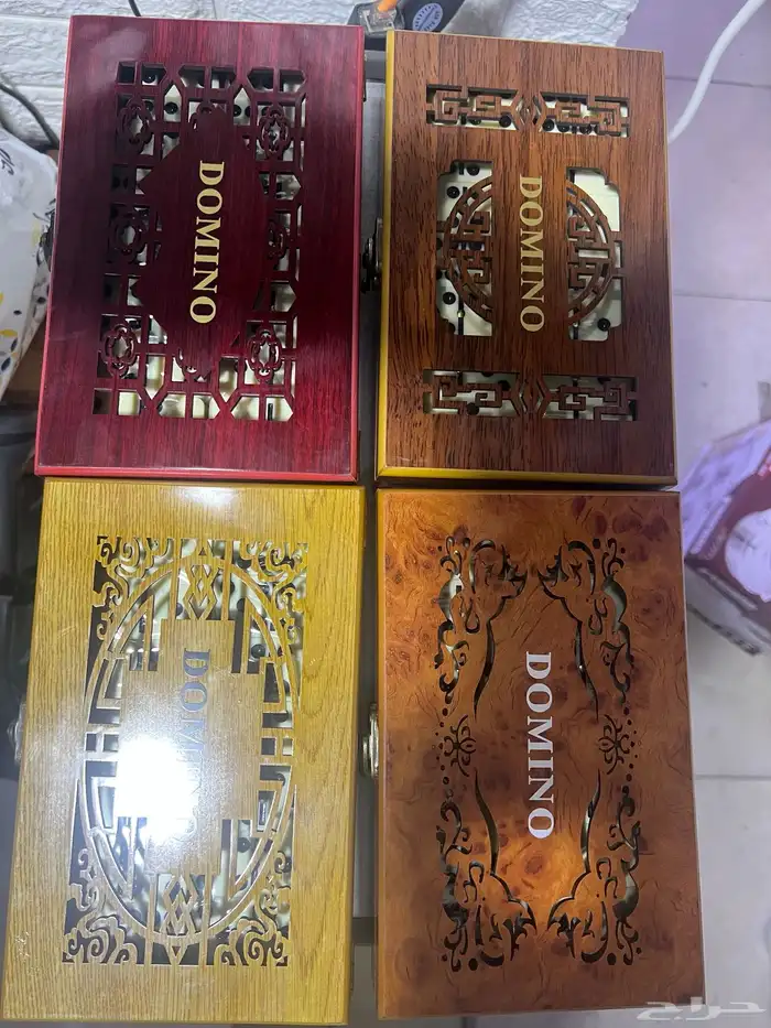 لعبة ضومنة ( دومينو ) عدة اللوان صندوق خشب فاخر 7