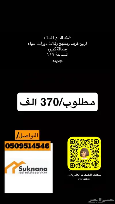 شقه فقط ب370 4 غرف جديده المحاله 0