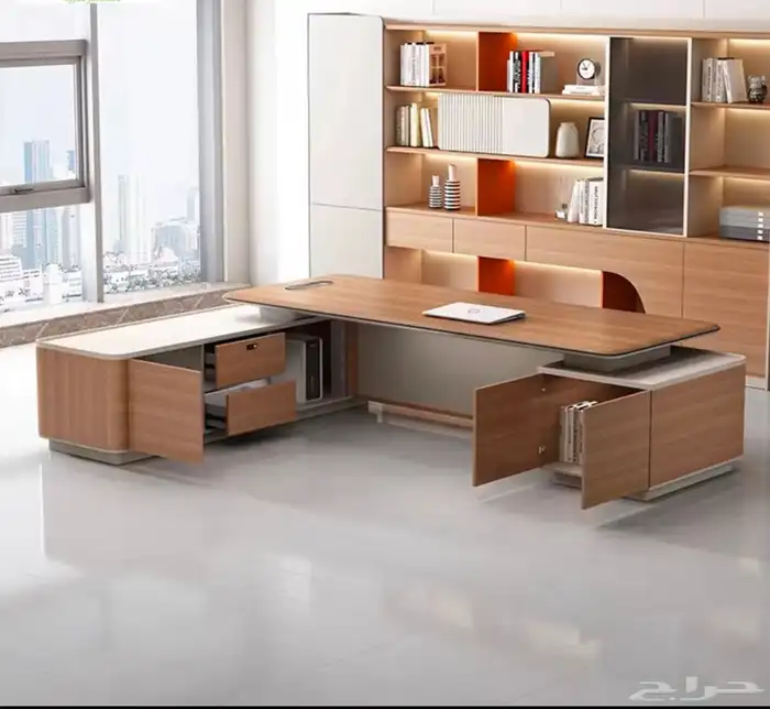 مكتب فينير فاخر مع ملحق دولاب مكتبي طاولة شي كرسي كنب مكتبي 9