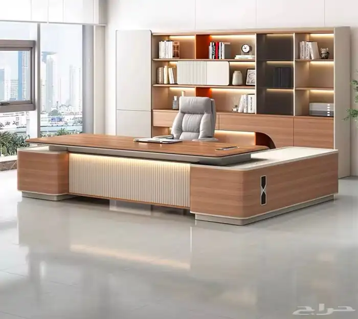 مكتب فينير فاخر مع ملحق دولاب مكتبي طاولة شي كرسي كنب مكتبي 10
