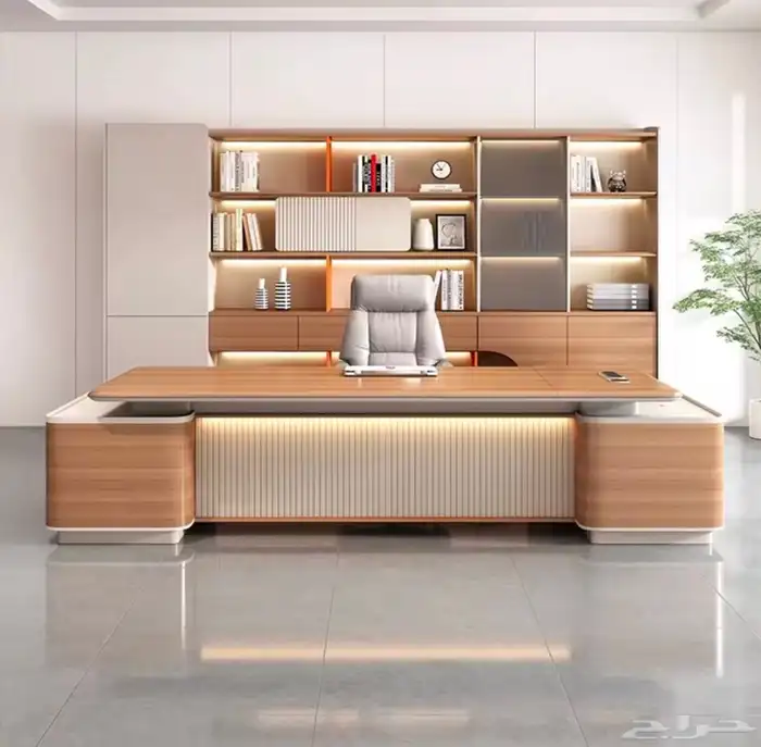 مكتب فينير فاخر مع ملحق دولاب مكتبي طاولة شي كرسي كنب مكتبي 14
