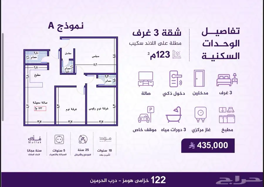 شقق للتمليك او الاستثمار حي الفيحاء مخطط درب الحرمين 8