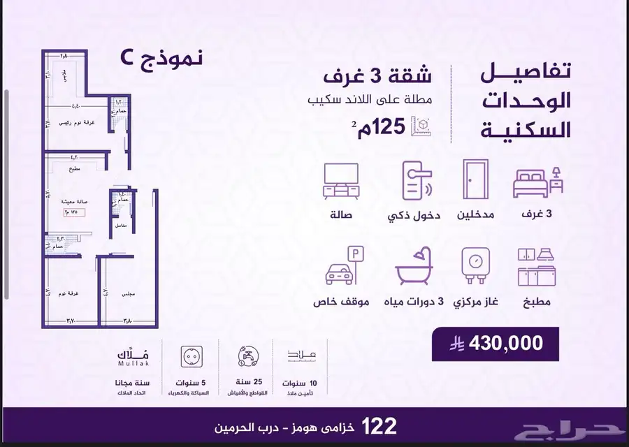 شقق للتمليك او الاستثمار حي الفيحاء مخطط درب الحرمين 10
