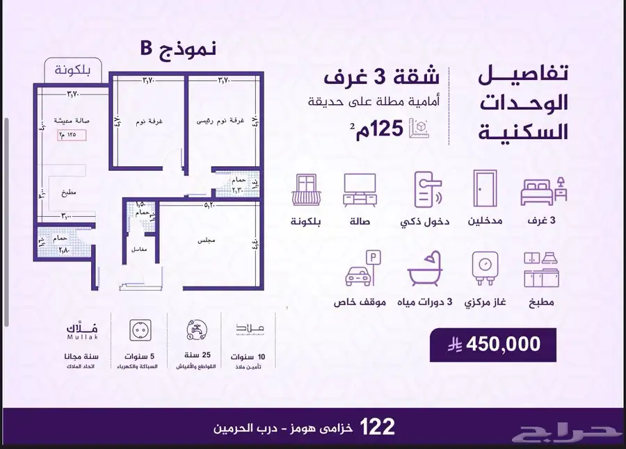 شقق للتمليك او الاستثمار حي الفيحاء مخطط درب الحرمين 9