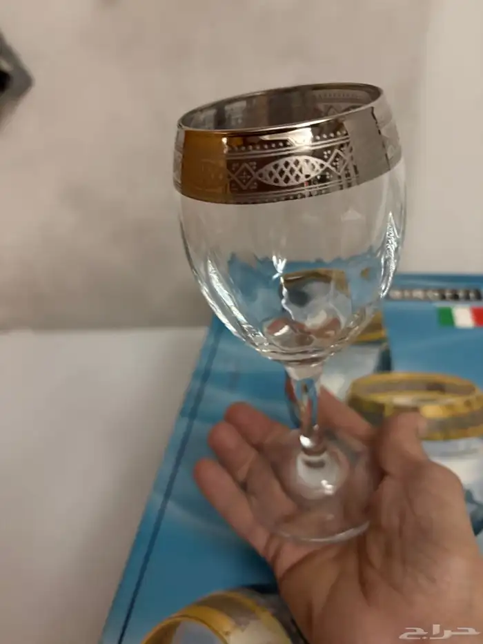 كاسات عصير إيطالية بنقشة فضية جديدة مخزنة 4