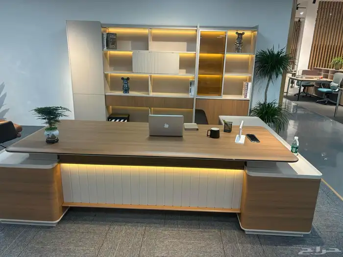 مكتب فينير فاخر مع ملحق دولاب مكتبي طاولة شي كرسي كنب مكتبي 18