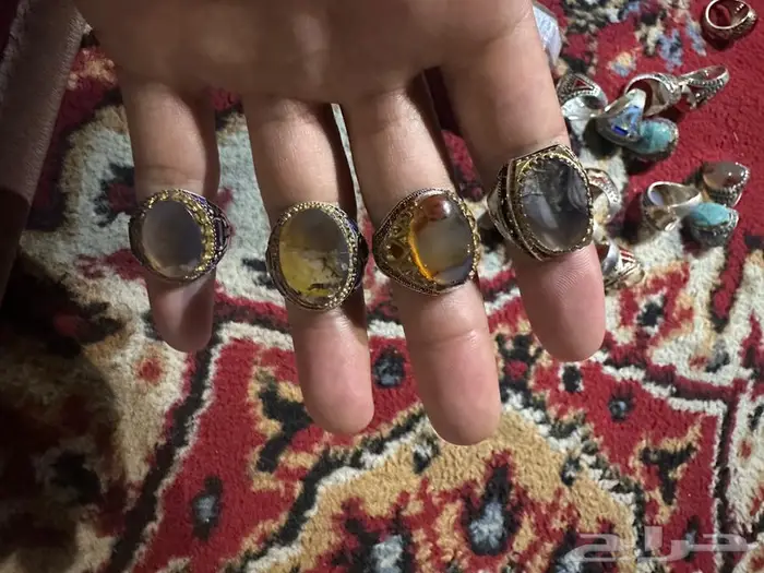 خواتم فضه عقيق يماني اصلي 2