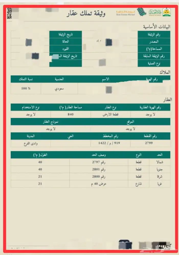 ارض في ملح 2 تجارية (( المساحة 840 )) 0