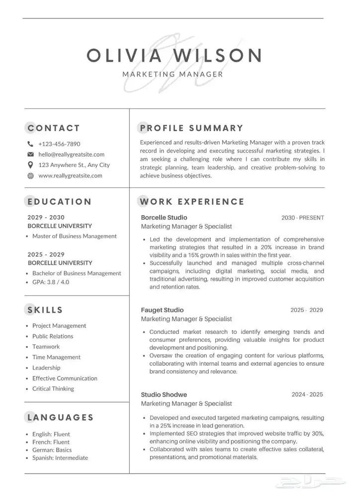 سيرة ذاتية cv Cv 4