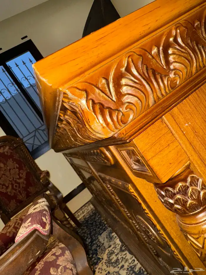 طقم مكتب فاخر ملكي خشب طبيعي محفور يدوي ا - نادر وفخم 1