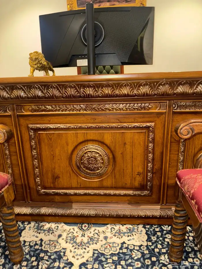 طقم مكتب فاخر ملكي خشب طبيعي محفور يدوي ا - نادر وفخم 2