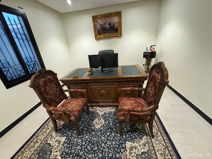 طقم مكتب فاخر ملكي خشب طبيعي محفور يدوي ا - نادر وفخم 4