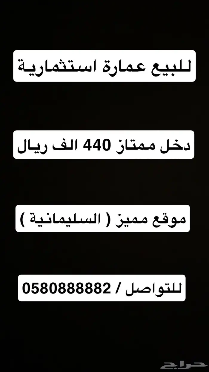 عمارة استثماريه دخل ممتاز موقع مميز ( 6 شقق 6 عدادات) 0
