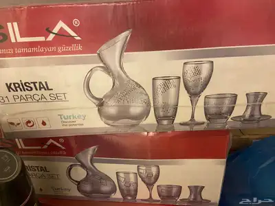 طقم بيالات وكاسات جديد ثلاث كراتين الاستيلام كما هى 0