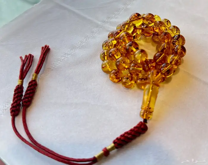 سبحة كهرمان حشري شوائبي شفاف 4