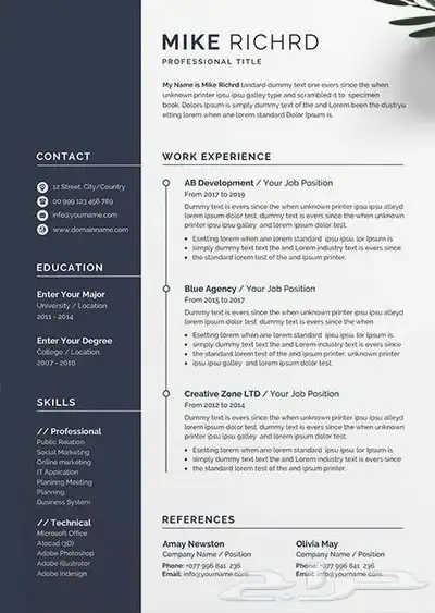 تصميم سيرة ذاتية (CV) احترافي بنظام ATS 7