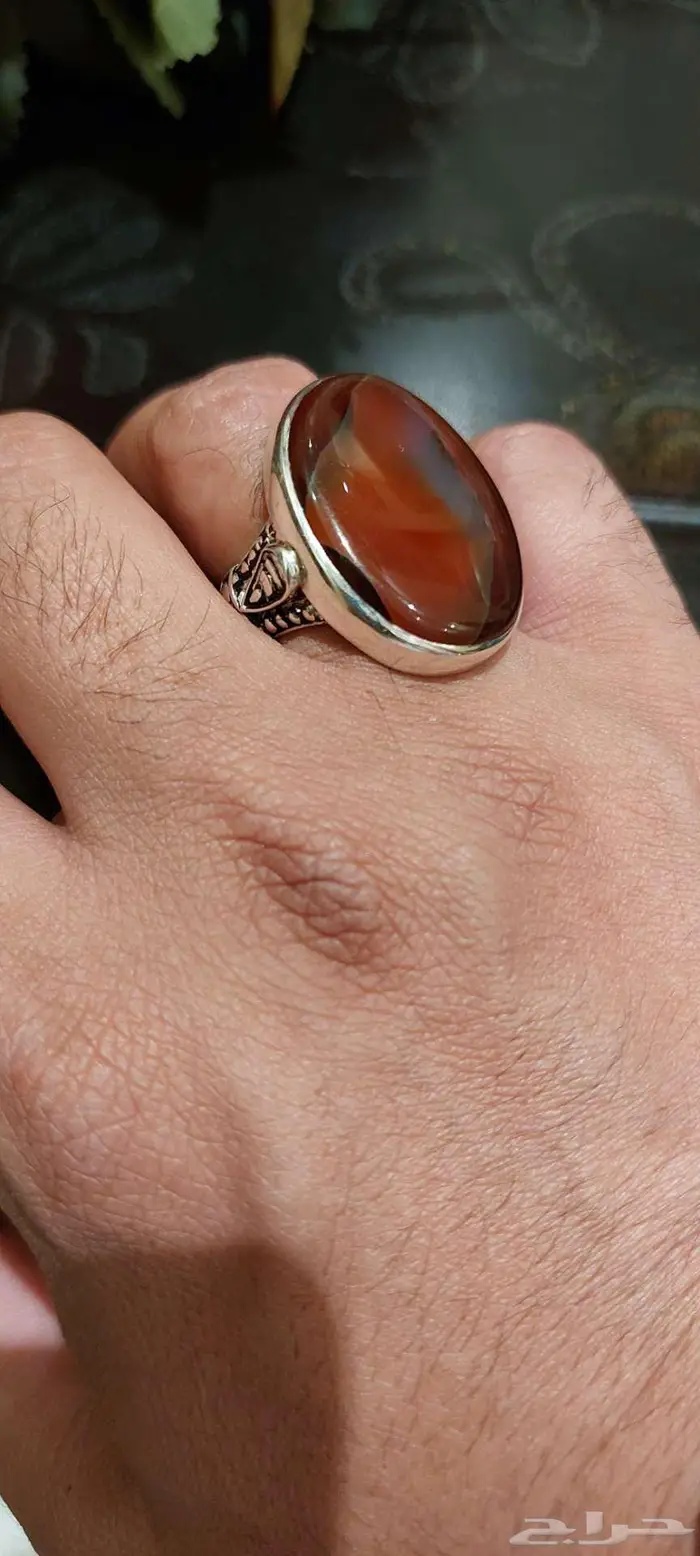 خاتم عقيق يماني طبيعي 8