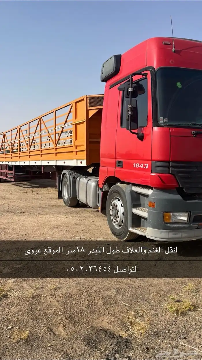 تريله نقل اعلاف وغنم الطول 18متر 0