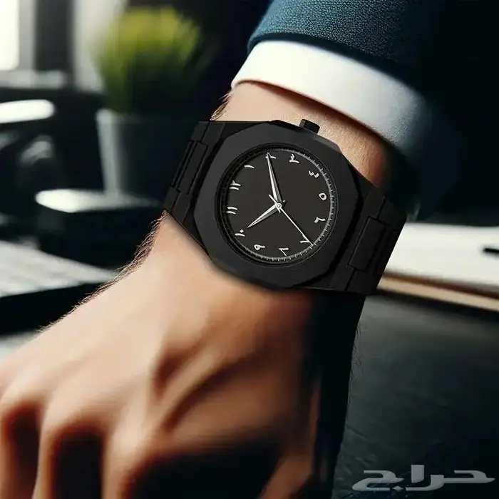 ساعة كوارتز رياضية من السيليكون باللون الأسود للرجال 4