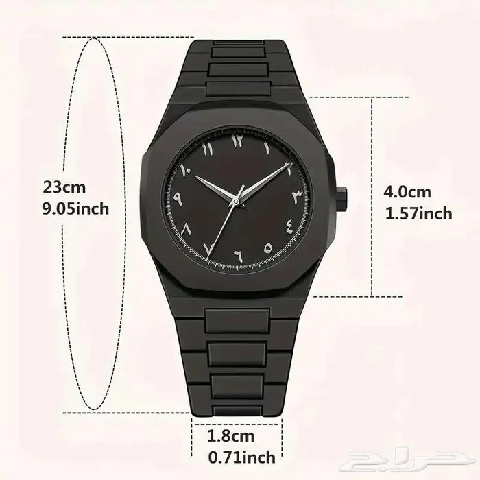 ساعة كوارتز رياضية من السيليكون باللون الأسود للرجال 1