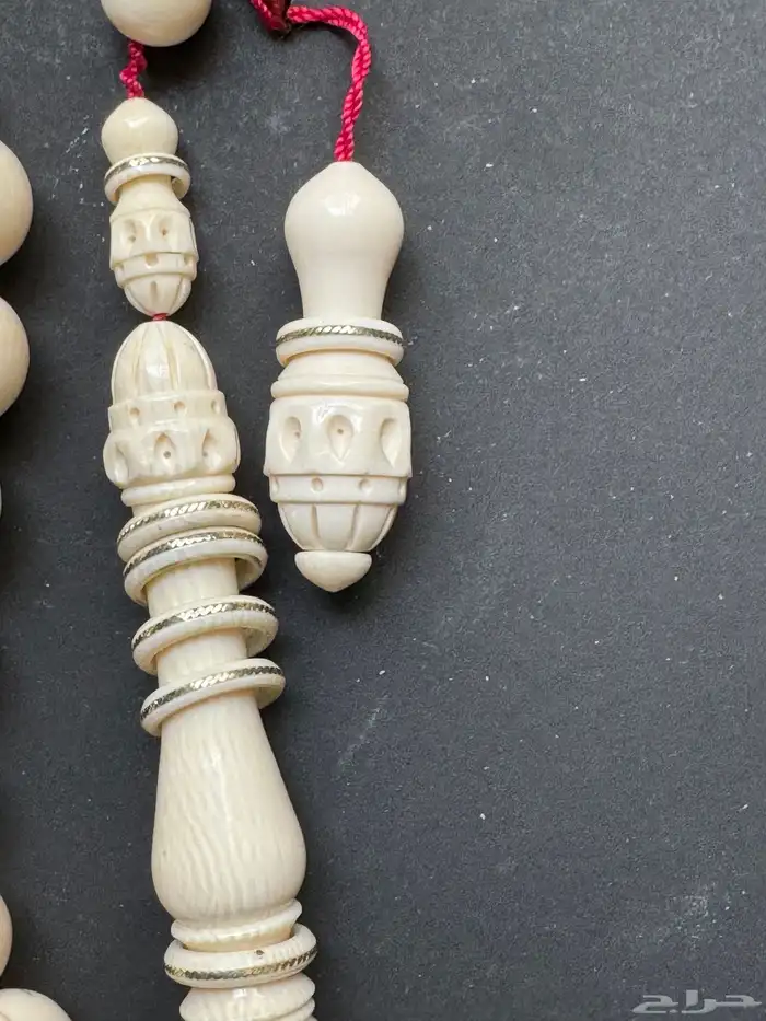 سبحة عاج فيل طبيعي شاهد مميز بخلاخل فضة 7