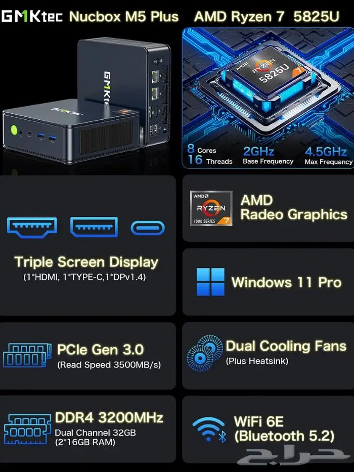 كمبيوتر جيمينج مستعمل نظيف جد ا GMKtec M5 Plus 2