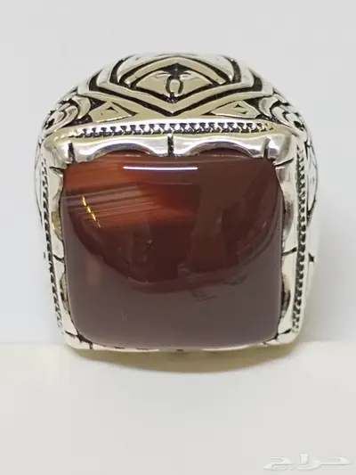 خاتم عقيق كبدي مزعفر 1