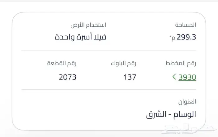 ارض سكنيه حي الوسام للبيع 1
