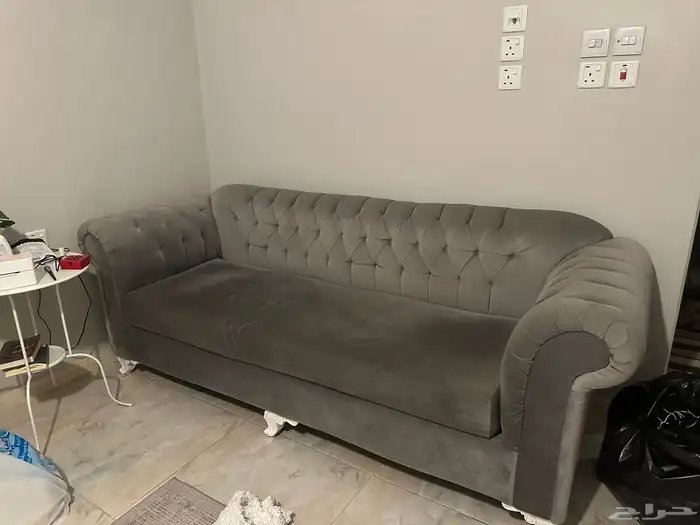 كنبه 3 اشخاص رمادية نظيفه 1