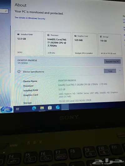 لابتوب سوني معالج i7 و الرامات 12 جيجا والتخزين 128 جيجا 5